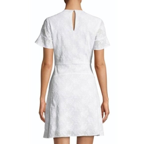 michael michael kors Dress L Eyelet Puff Sleeve White Cocktail Event Bridal Trip - Picture 9 of 12